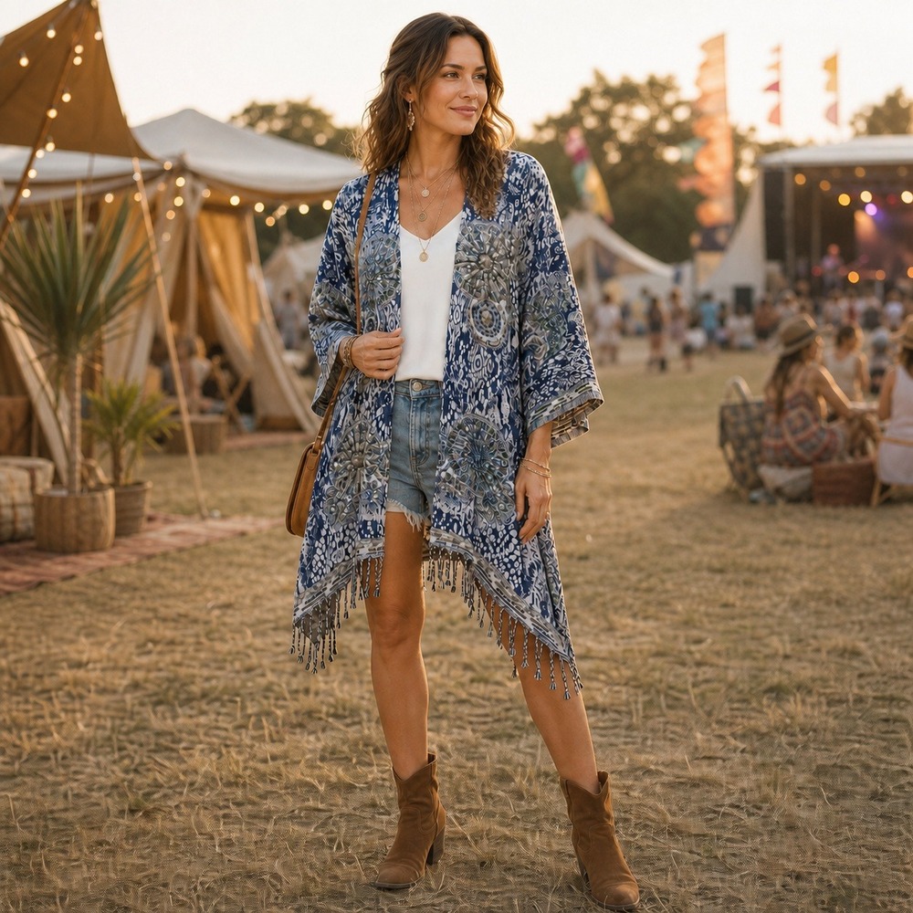 Soft Surroundings Womens Emory Fringe Sequin Cardigan Topper S/M‎ Boho Festival